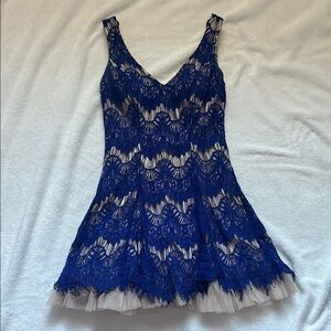 Elegant Blue Lace Dress